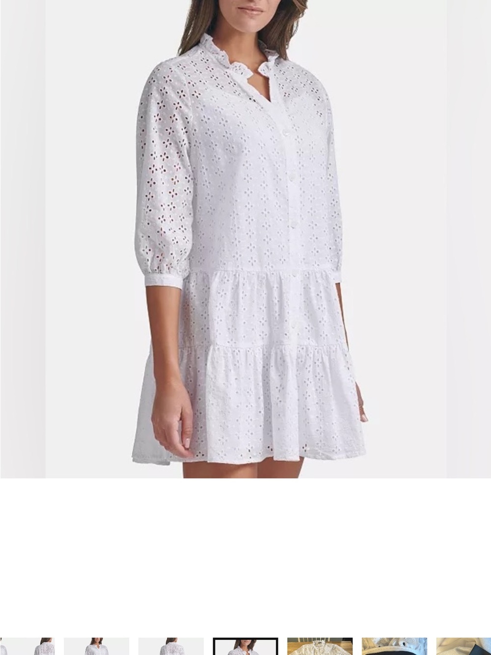 Tommy Hilfiger White Eyelet Tiered Shirt Dress